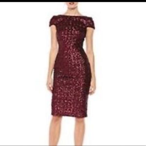 Dress The Population Marcella Wine Red Sequin Midi